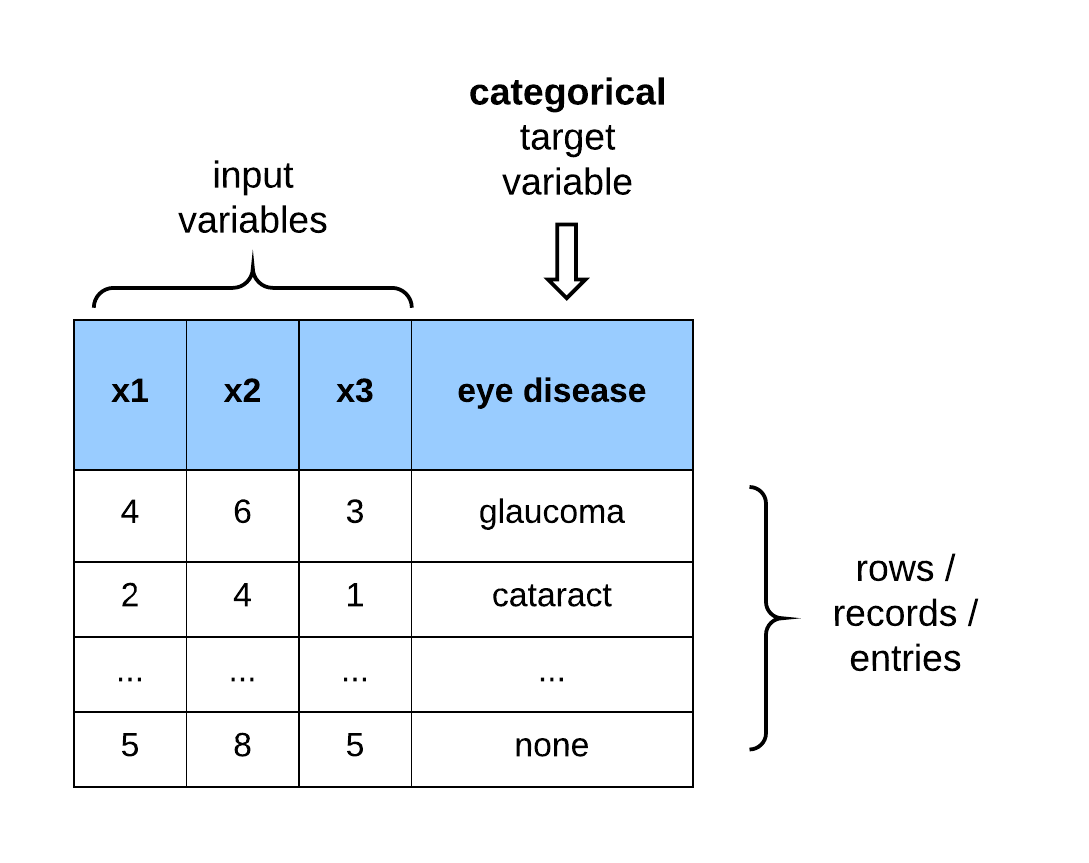 Dataset with categorical outputs.