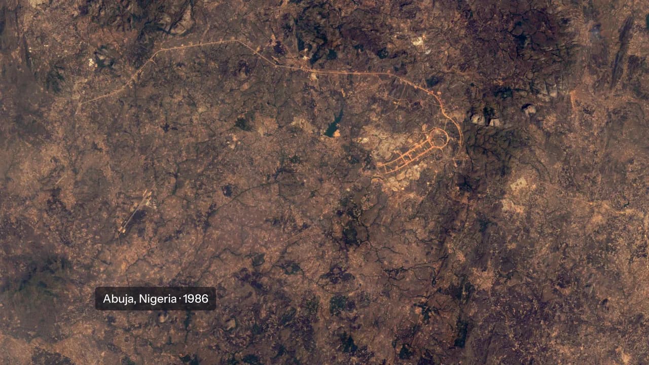 Landsat true-colour view of Abuja, Nigeria, in the dry season