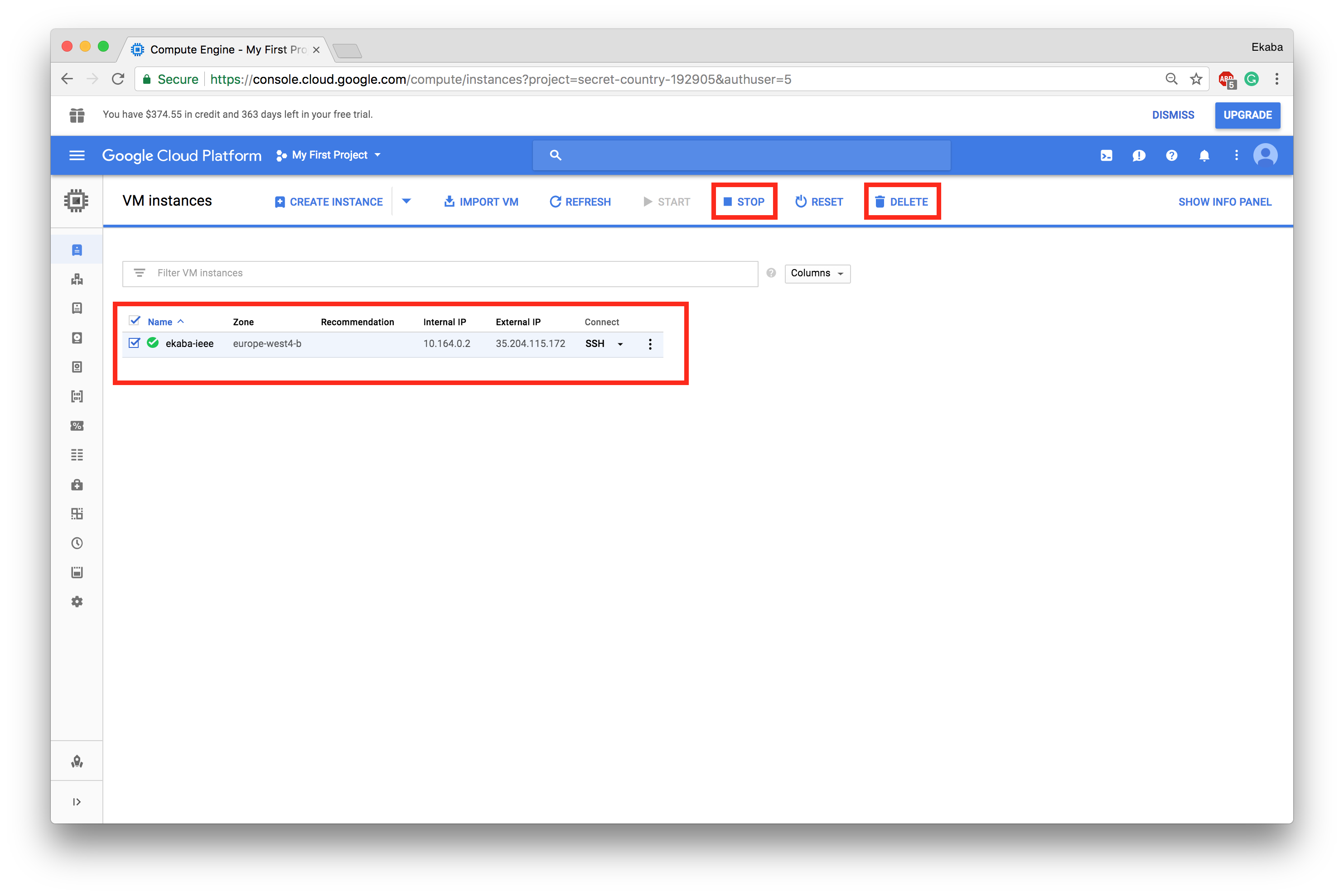 Open Cloud Compute Dashboard.