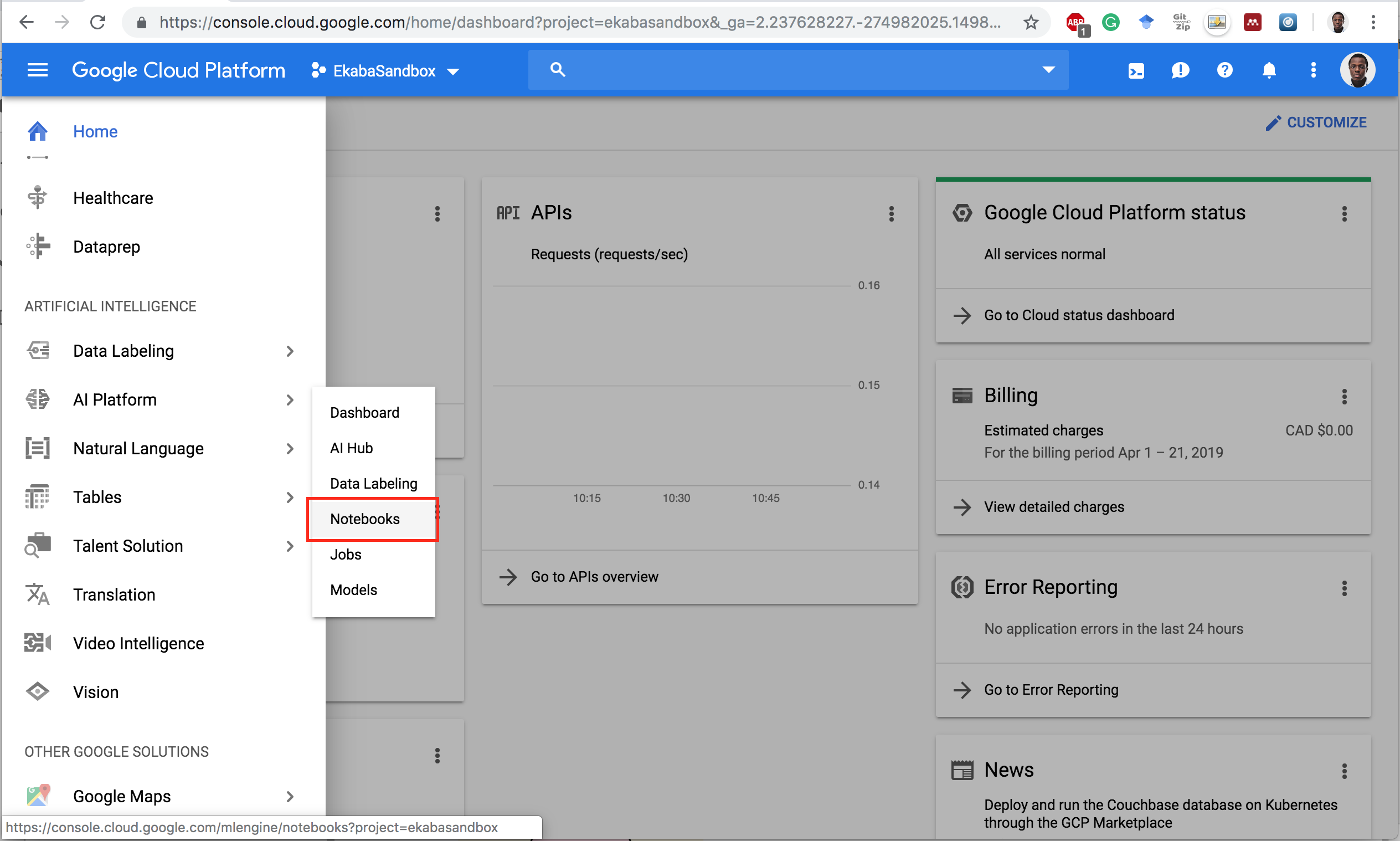 Open Notebook Instance